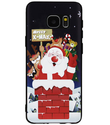 ADEL Siliconen Back Cover Softcase Hoesje voor Samsung Galaxy S7 Edge - Kerstmis Kerstman