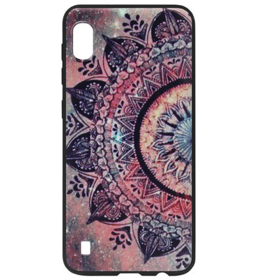 ADEL Siliconen Back Cover Softcase Hoesje voor Samsung Galaxy A10/ M10 - Mandala Bloemen Rood