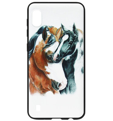 ADEL Siliconen Back Cover Softcase Hoesje voor Samsung Galaxy A10/ M10 - Paarden Bruin Zwart