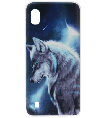 ADEL Siliconen Back Cover Softcase Hoesje voor Samsung Galaxy A10/ M10 - Wolf Blauw