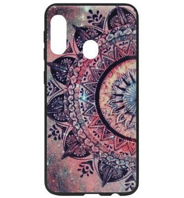 ADEL Siliconen Back Cover Softcase Hoesje voor Samsung Galaxy A40 - Mandala Bloemen Rood