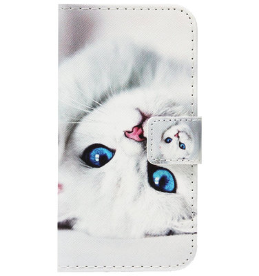 ADEL Kunstleren Book Case Portemonnee Pasjes Hoesje voor Samsung Galaxy A70(s) - Katten Wit