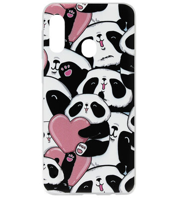 ADEL Siliconen Back Cover Softcase Hoesje voor Samsung Galaxy A20e - Panda Hartjes