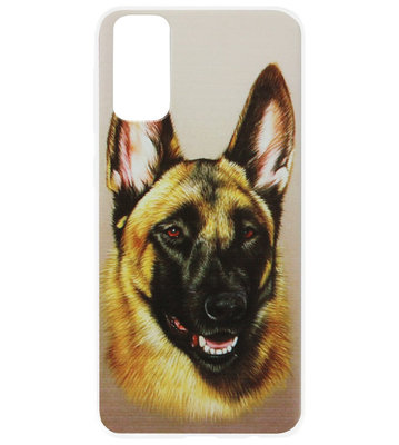 ADEL Siliconen Back Cover Softcase Hoesje voor Samsung Galaxy S20 Plus - Duitse Herder Hond