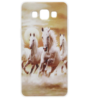 ADEL Siliconen Back Cover Softcase Hoesje voor Samsung Galaxy A3 (2015) - Paarden Wit