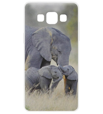 ADEL Siliconen Back Cover Softcase Hoesje voor Samsung Galaxy A3 (2015) - Olifant Familie