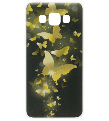 ADEL Siliconen Back Cover Softcase Hoesje voor Samsung Galaxy A3 (2015) - Vlinder Goud