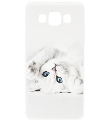 ADEL Siliconen Back Cover Softcase Hoesje voor Samsung Galaxy A3 (2015) - Katten Wit
