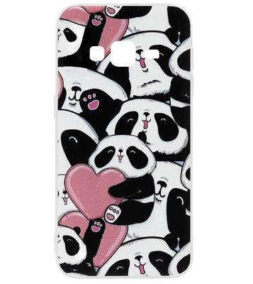 ADEL Siliconen Back Cover Softcase Hoesje voor Samsung Galaxy J7 (2015) - Panda Hartjes