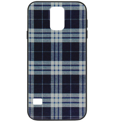 ADEL Siliconen Back Cover Softcase Hoesje voor Samsung Galaxy S5 (Plus)/ S5 Neo - Stoffen Design Blauw