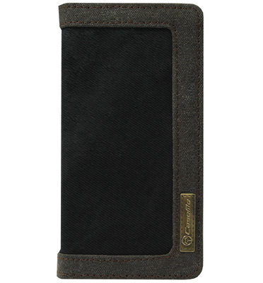 Kunstleren Book Case Pasjes Hoesje voor Samsung Galaxy S6 Edge - Stoffen Design Zwartgrijs