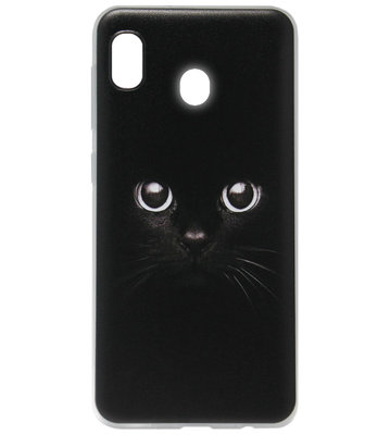 ADEL Siliconen Back Cover Softcase Hoesje voor Samsung Galaxy A20e - Kat Zwart