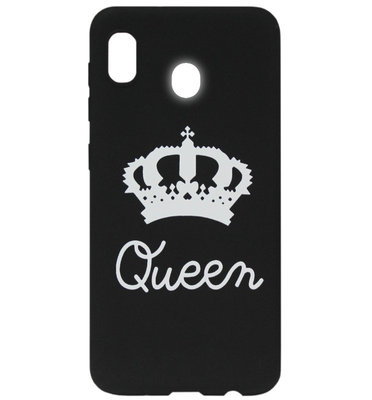 ADEL Siliconen Back Cover Softcase Hoesje voor Samsung Galaxy A20e - Queen Zwart