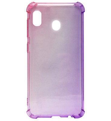 ADEL Siliconen Back Cover Softcase Hoesje voor Samsung Galaxy A20e - Kleurovergang Roze en Paars