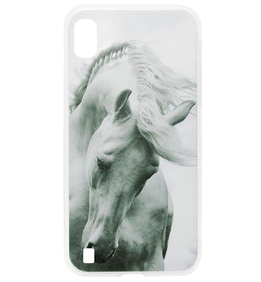 ADEL Siliconen Back Cover Softcase Hoesje voor Samsung Galaxy A10/ M10 - Paarden Wit