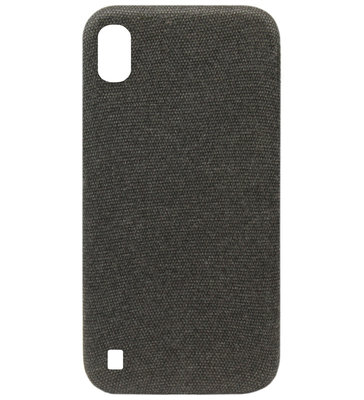 ADEL Kunststof Back Cover Hardcase Hoesje voor Samsung Galaxy A10/ M10 - Stoffen Design Zwart