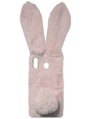 ADEL Siliconen Back Cover Softcase Hoesje voor Samsung Galaxy A20e - Roze Konijn Pluche Zachte Stof