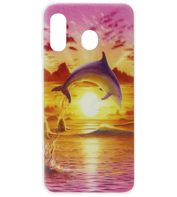 ADEL Siliconen Back Cover Softcase Hoesje voor Samsung Galaxy A20e - Dolfijn Roze