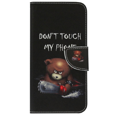ADEL Kunstleren Book Case Pasjes Hoesje voor Samsung Galaxy A20e - Don't Touch My Phone Beren