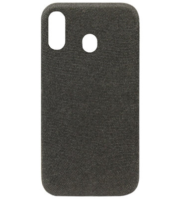 ADEL Kunststof Back Cover Hardcase Hoesje voor Samsung Galaxy A40 - Stoffen Design Zwart