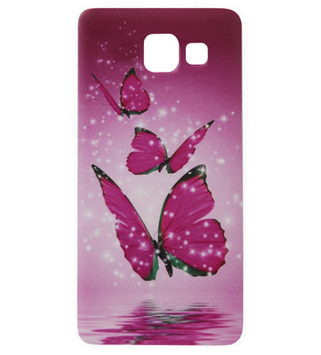 ADEL Siliconen Back Cover Softcase Hoesje voor Samsung Galaxy A3 (2017) - Vlinder Roze