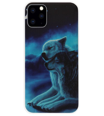 ADEL Siliconen Back Cover Softcase Hoesje voor iPhone 11 Pro Max - Wolven Blauw