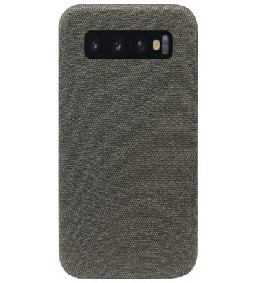 ADEL Kunststof Back Cover Hardcase Hoesje voor Samsung Galaxy S10 - Stoffen Design Grijs