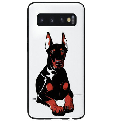 ADEL Siliconen Back Cover Softcase Hoesje voor Samsung Galaxy S10e - Dobermann Pinscher Hond