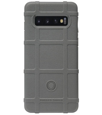 RUGGED SHIELD Rubber Bumper Case Hoesje voor Samsung Galaxy S10 Plus - Grijs