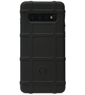 RUGGED SHIELD Rubber Bumper Case Hoesje voor Samsung Galaxy S10 Plus - Zwart