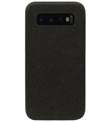ADEL Kunststof Back Cover Hardcase Hoesje voor Samsung Galaxy S10 Plus - Stoffen Design Zwart