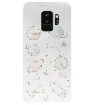 ADEL Siliconen Back Cover Softcase Hoesje voor Samsung Galaxy S9 - Heelal Ruimte Bling Bling Glitter