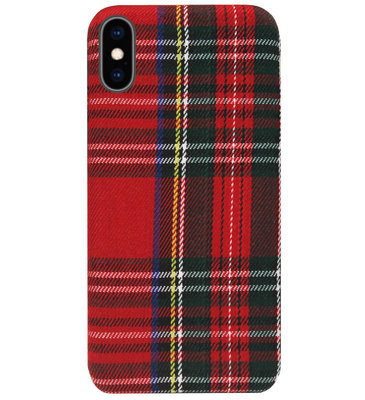 ADEL Siliconen Back Cover Softcase Hoesje voor iPhone XS/ X - Stoffen Design Traditioneel Rood