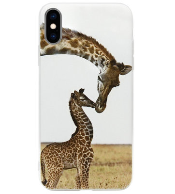 ADEL Siliconen Back Cover Softcase Hoesje voor iPhone XR - Giraffe Familie