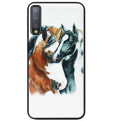ADEL Siliconen Back Cover Softcase Hoesje voor Samsung Galaxy A7 (2018) - Paarden Familie