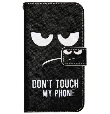 ADEL Kunstleren Book Case Portemonnee Pasjes Hoesje voor Samsung Galaxy A8 (2018) - Don't Touch My Phone