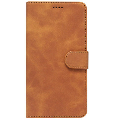 LC.IMEEKE Kunstleren Book Case Portemonnee Pasjes Hoesje voor Samsung Galaxy A8 Plus (2018) - Lichtbruin