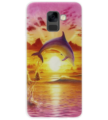 ADEL Siliconen Back Cover Softcase Hoesje voor Samsung Galaxy A8 Plus (2018) - Dolfijn Roze