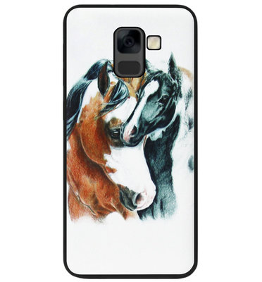 ADEL Siliconen Back Cover Softcase Hoesje voor Samsung Galaxy A8 Plus (2018) - Paarden Familie