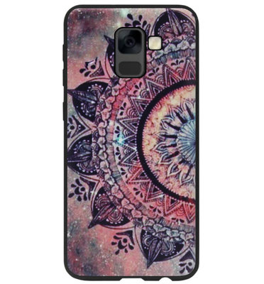 ADEL Siliconen Back Cover Softcase Hoesje voor Samsung Galaxy A8 Plus (2018) - Mandala Bloemen Rood