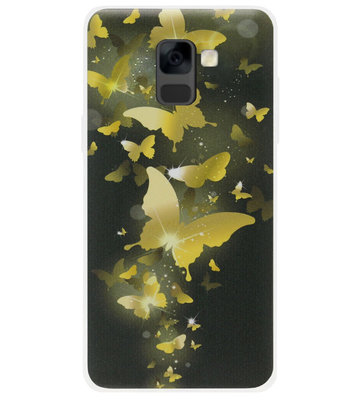 ADEL Siliconen Back Cover Softcase Hoesje voor Samsung Galaxy A8 Plus (2018) - Vlinder Goud