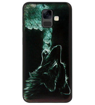 ADEL Siliconen Back Cover Softcase Hoesje voor Samsung Galaxy A6 Plus (2018) - Wolf Zwart