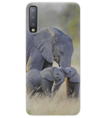ADEL Siliconen Back Cover Softcase Hoesje voor Samsung Galaxy A7 (2018) - Olifant Familie
