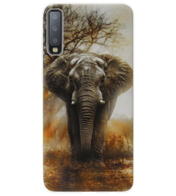 ADEL Siliconen Back Cover Softcase Hoesje voor Samsung Galaxy A7 (2018) - Olifant Grijs