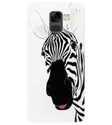 ADEL Siliconen Back Cover Softcase Hoesje voor Samsung Galaxy A8 (2018) - Zebra