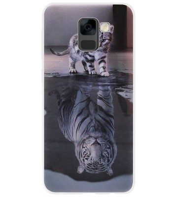 ADEL Siliconen Back Cover Softcase Hoesje voor Samsung Galaxy A8 Plus (2018) - Poezen Schaduw Tijger