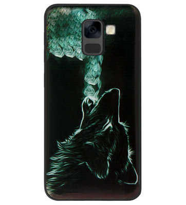 ADEL Siliconen Back Cover Softcase Hoesje voor Samsung Galaxy A8 Plus (2018) - Wolf Zwart