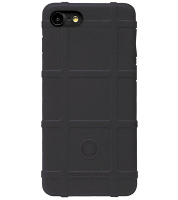 RUGGED SHIELD Rubber Bumper Case Hoesje voor iPhone 8 Plus/ 7 Plus - Zwart