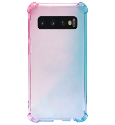 ADEL Siliconen Back Cover Softcase Hoesje voor Samsung Galaxy S10e - Kleurovergang Roze Blauw