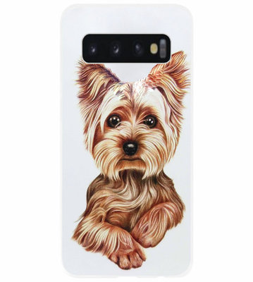 ADEL Siliconen Back Cover Softcase Hoesje voor Samsung Galaxy S10 Plus - Yorkshire Terrier Hond